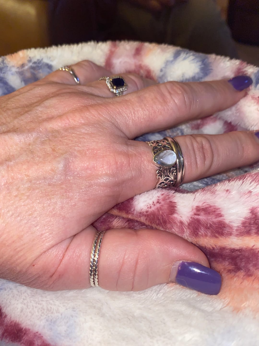 Customer photo review of Teardrop Aquamarine Fidget Ring Sterling Silver