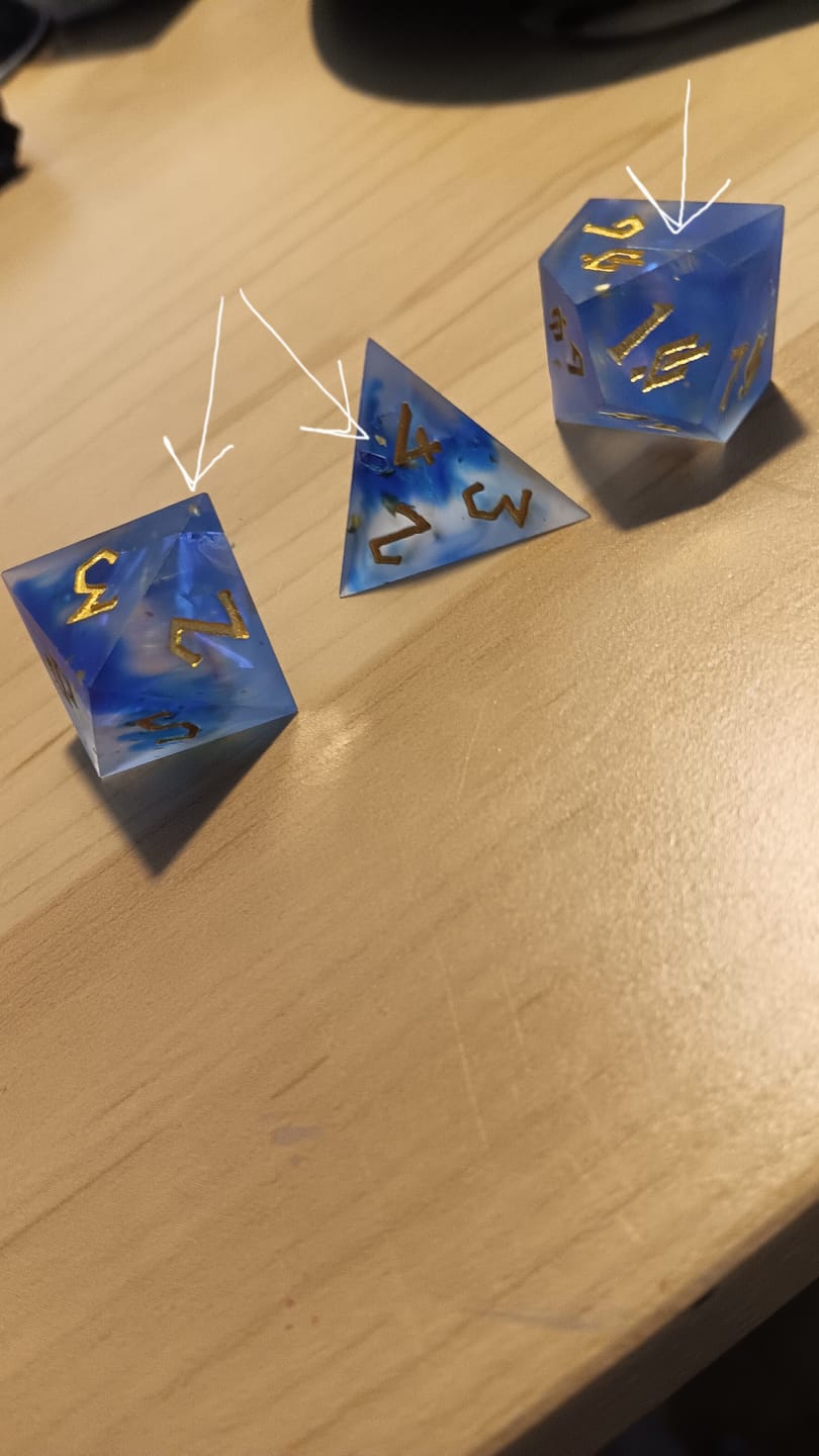Customer photo review of Lunar Veil Sharp-Edged Resin Dice Set