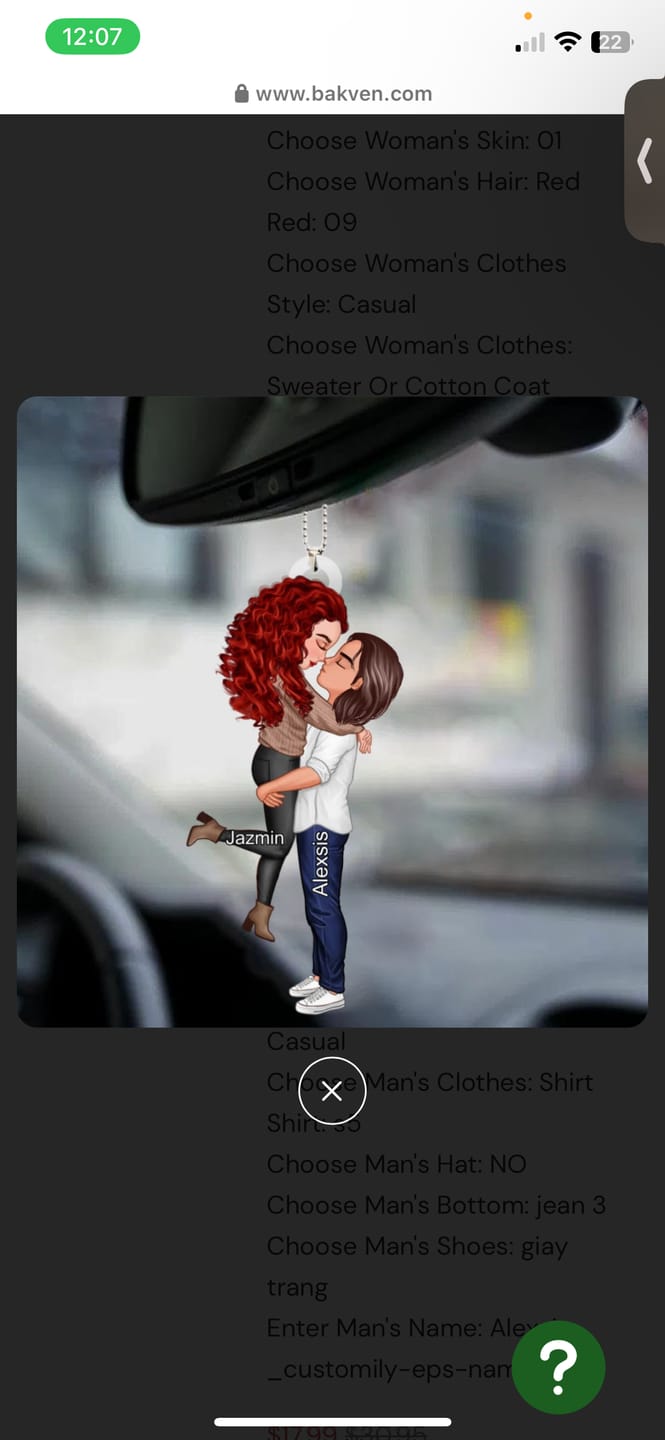 Customer photo review of Doll Couple Kissing Hugging  Personalized Ornament