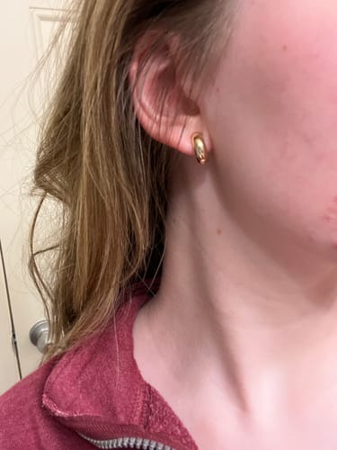 Customer photo review of Simple Huggie Clip On Earrings in Gold