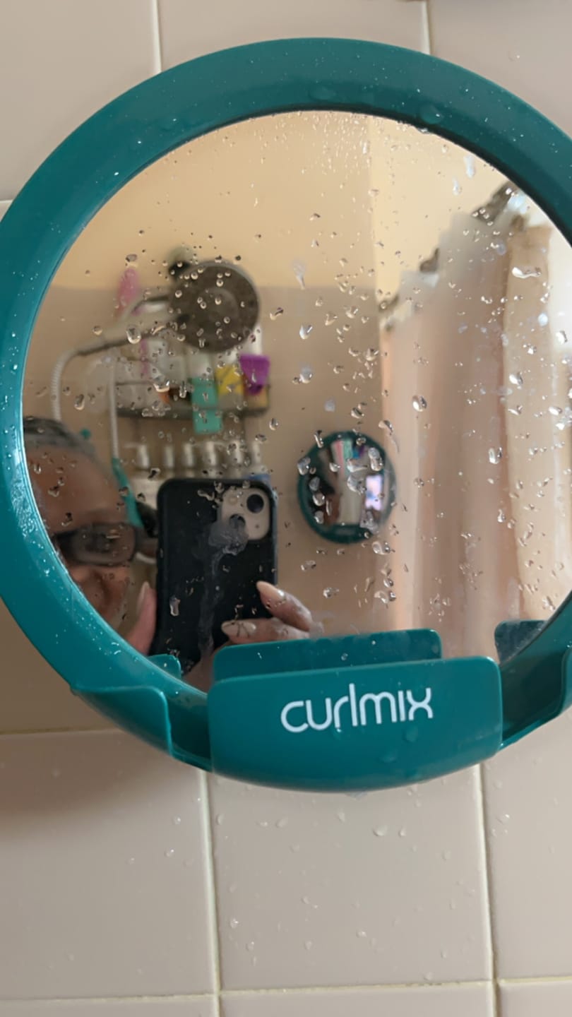 Customer photo review of CurlMix Anti Fog Shower Mirror for Curly Hair