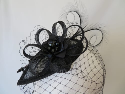 Customer photo review of Sinamay material teardrop  fascinator base for millinery wedding hats HB016