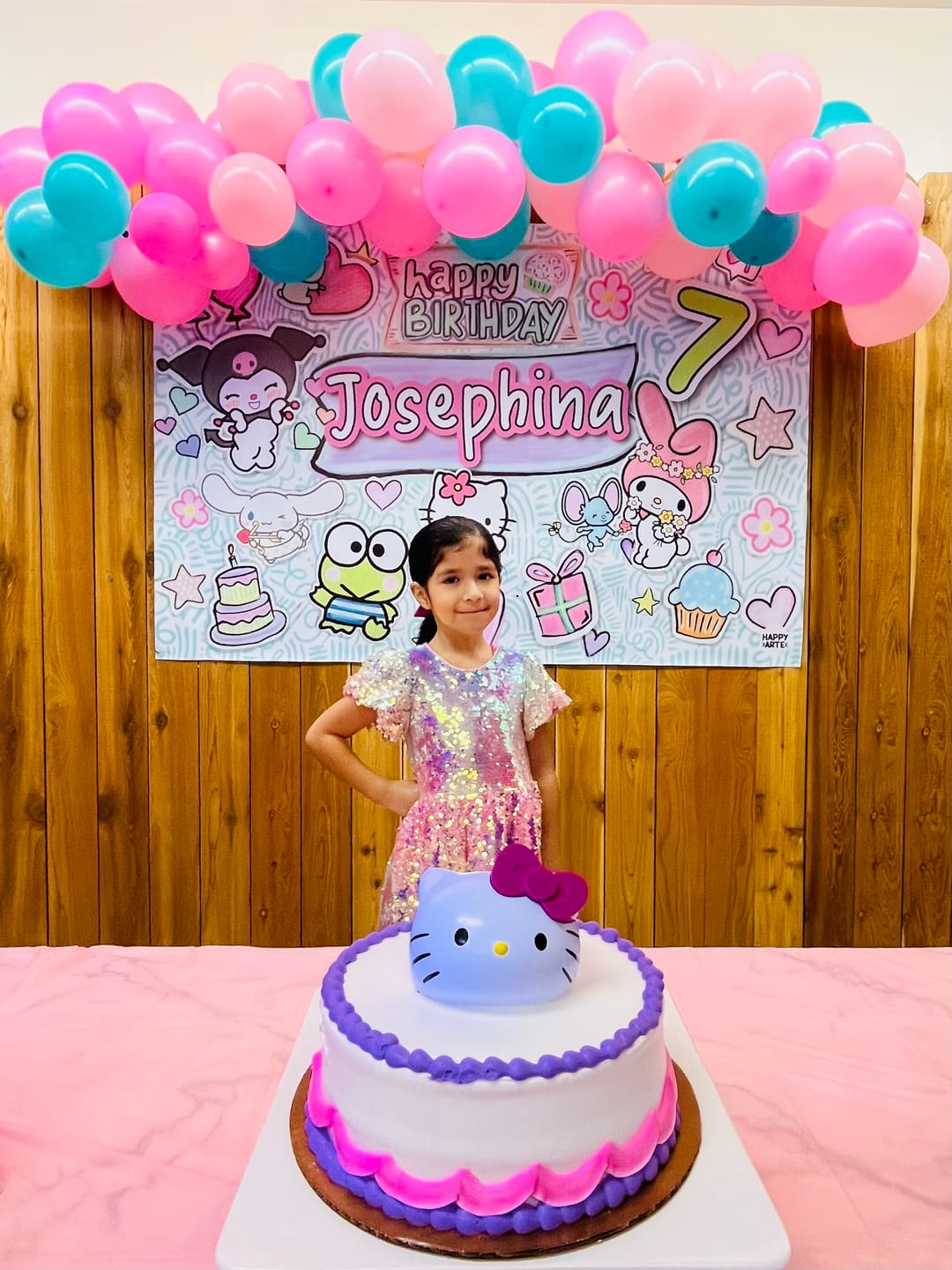 Customer photo review of Personalized Party Banner Kitty and Friends