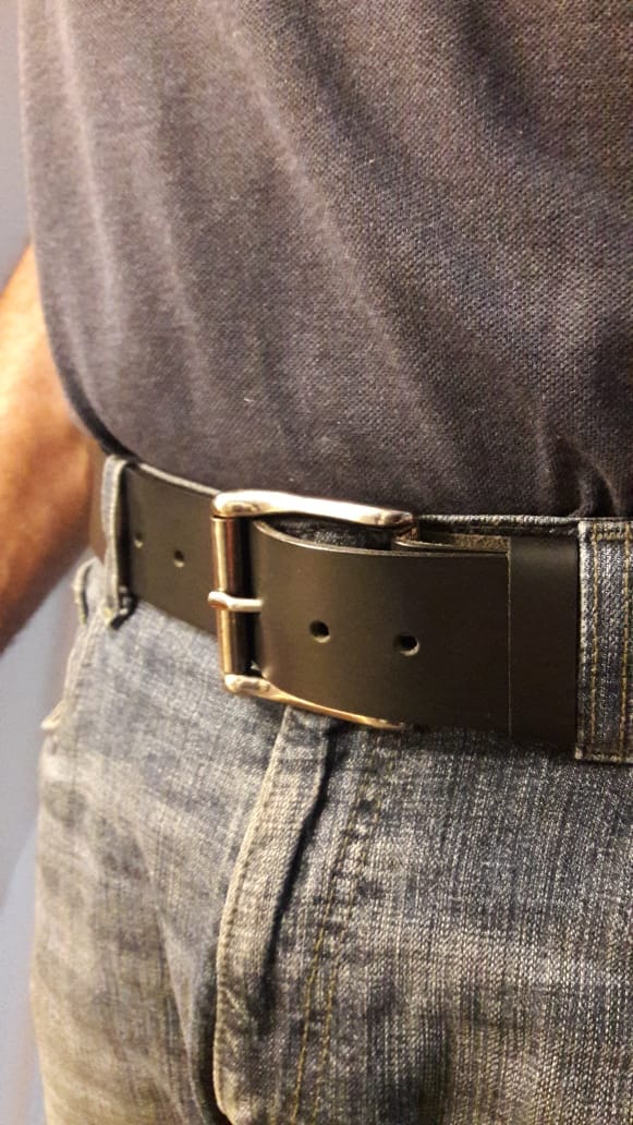 Customer photo review of Black 45 mm 100% Full Grain Bridle Leather Belt for Jeans
