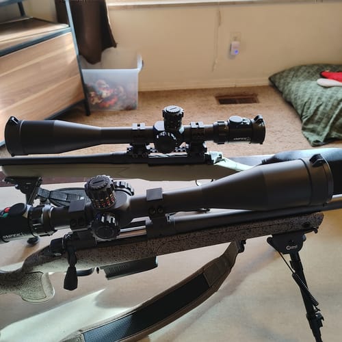 Customer photo review of Sniper KT 12-60X60 SAL Rifle Scope 35mm Tube Side Parallax Adjustment Glass Etched Reticle Red Green Illuminated with Scope Rings