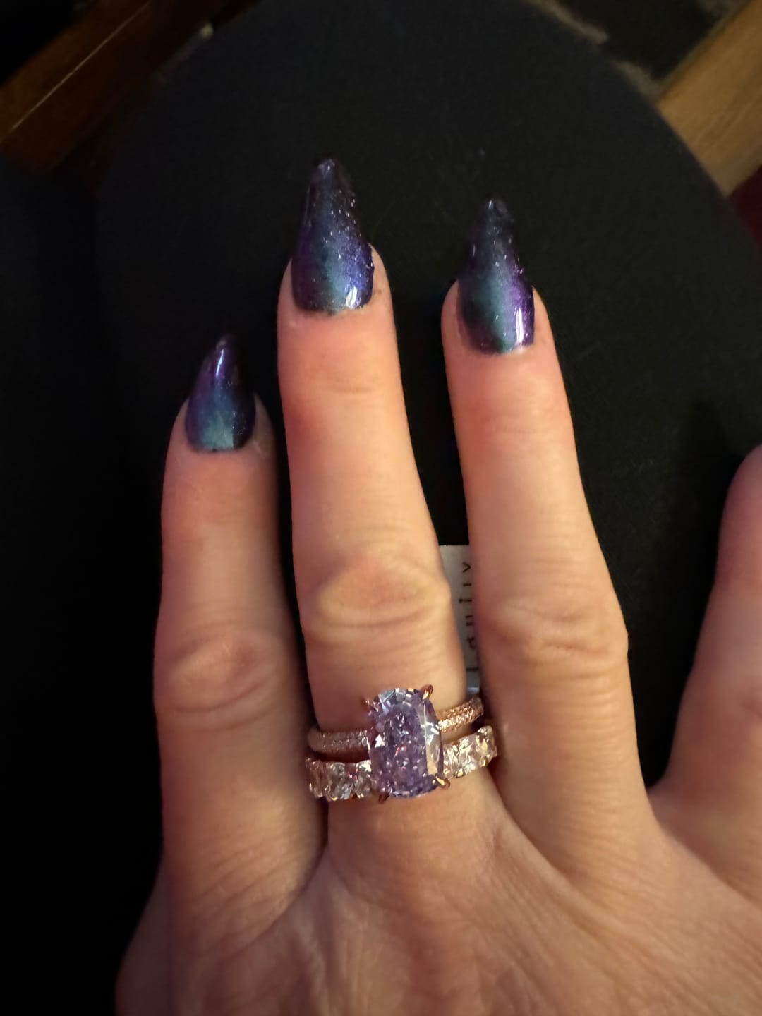 Customer photo review of Louily Unique Cushion & Radiant Cut Women's Wedding Band In Sterling Silver