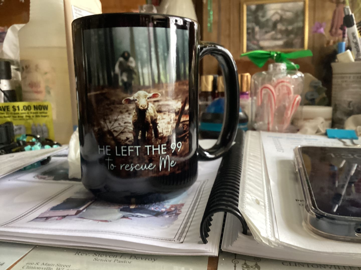 Customer photo review of He Left the 99 to Rescue Me, Jesus and Lost Sheep, Coffee Mug