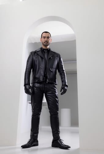 Customer photo review of Men's Real Leather Pants Black