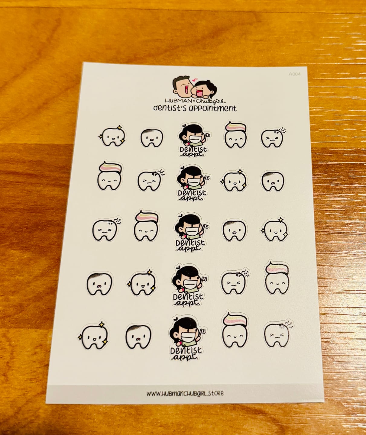 Customer photo review of Dentist Appointment Planner Stickers