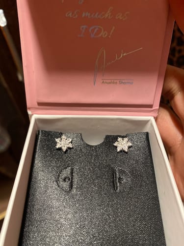 Customer photo review of Silver Flowery Snowflake Studs
