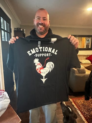 Customer photo review of Emotional Support Cock Cotton Tee