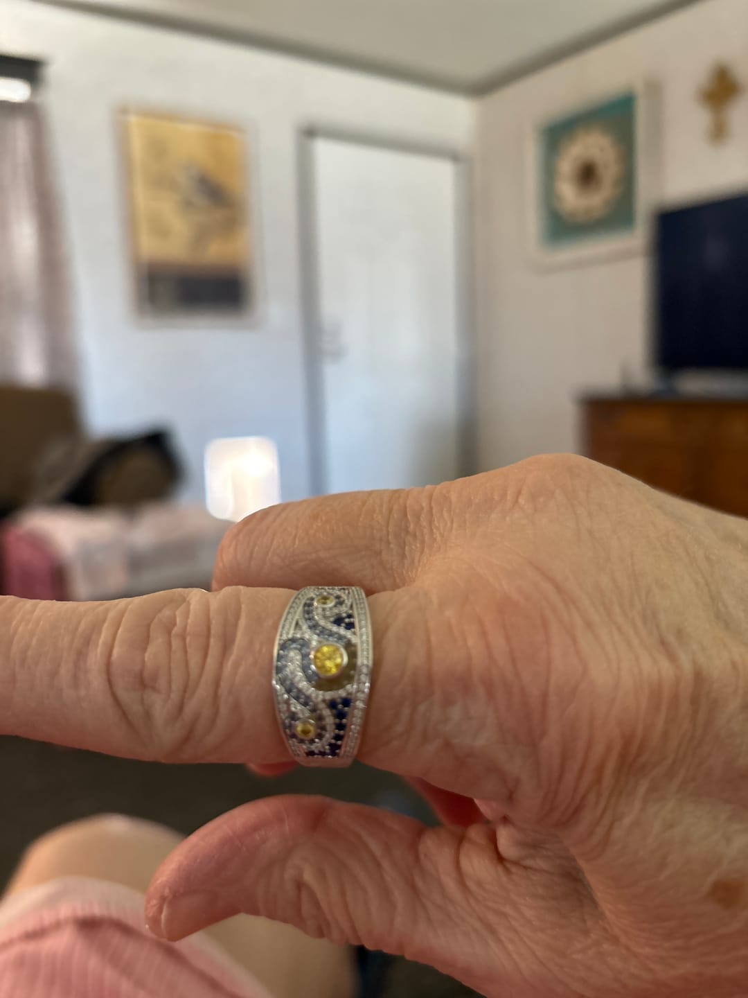 Customer photo review of Famous Paintings "The Starry Night" Inspired Moissanite Engagement Ring