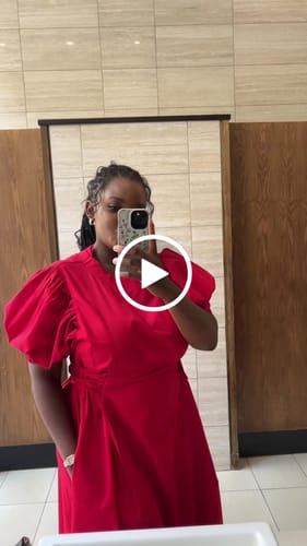 Customer video review of Double O Midi Dress in RED