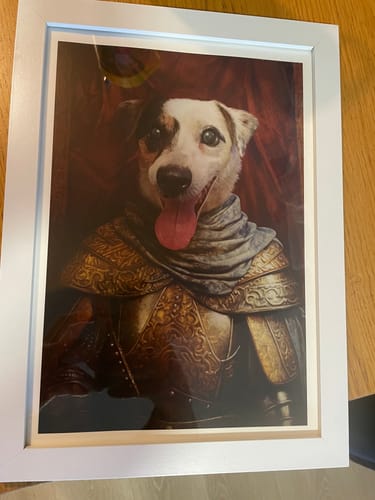 Customer photo review of The Warrior King - Custom Pet Portrait