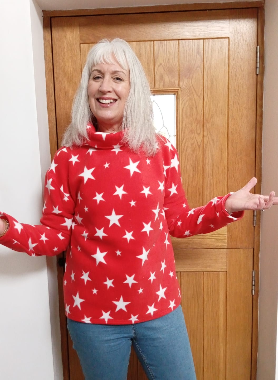 Customer photo review of White Stars Anti Pill Polar Fleece Fabric