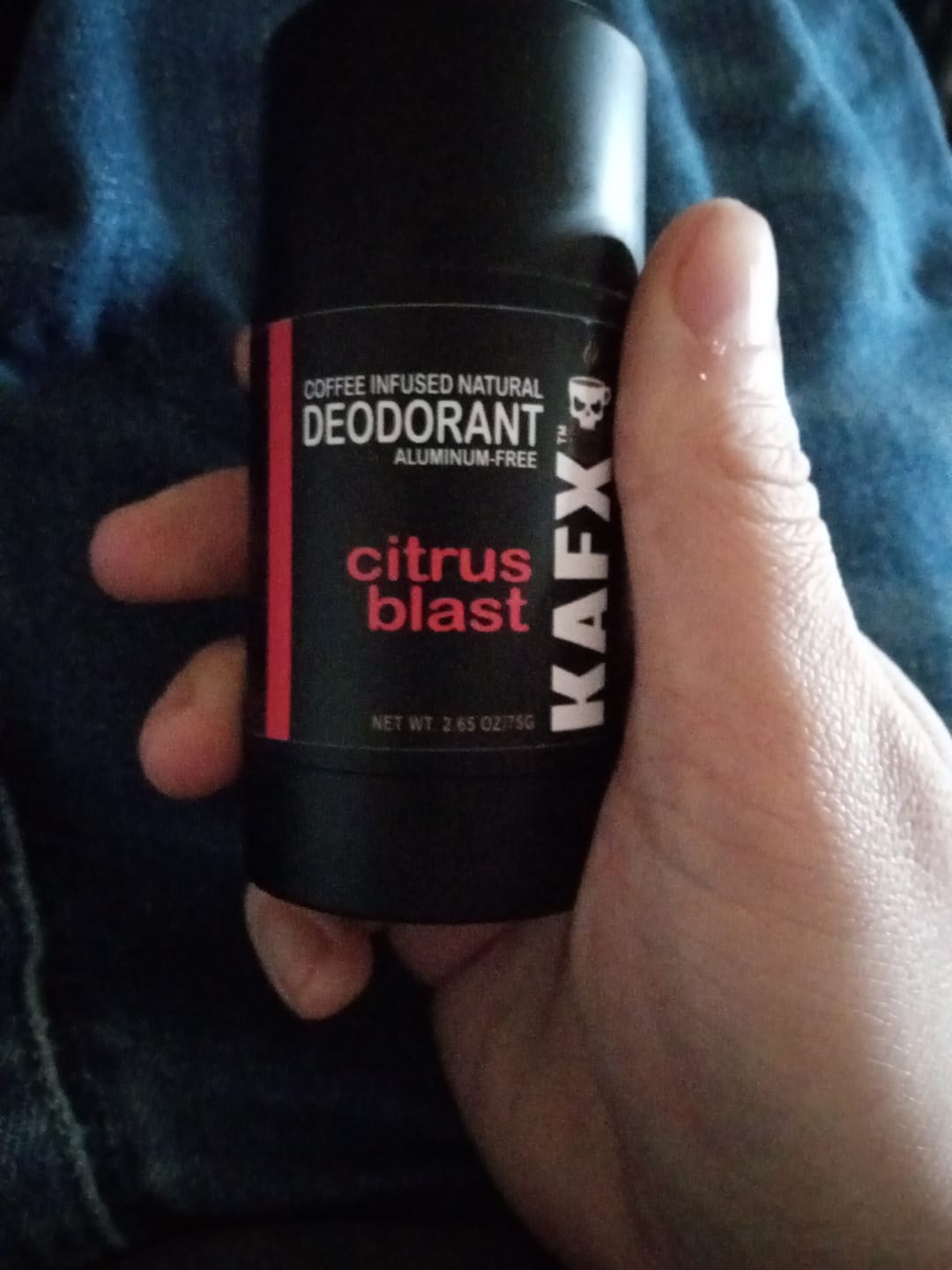 Customer photo review of LIMITED RUN - Citrus Blast KAFX Body Natural Coffee Infused Deodorant