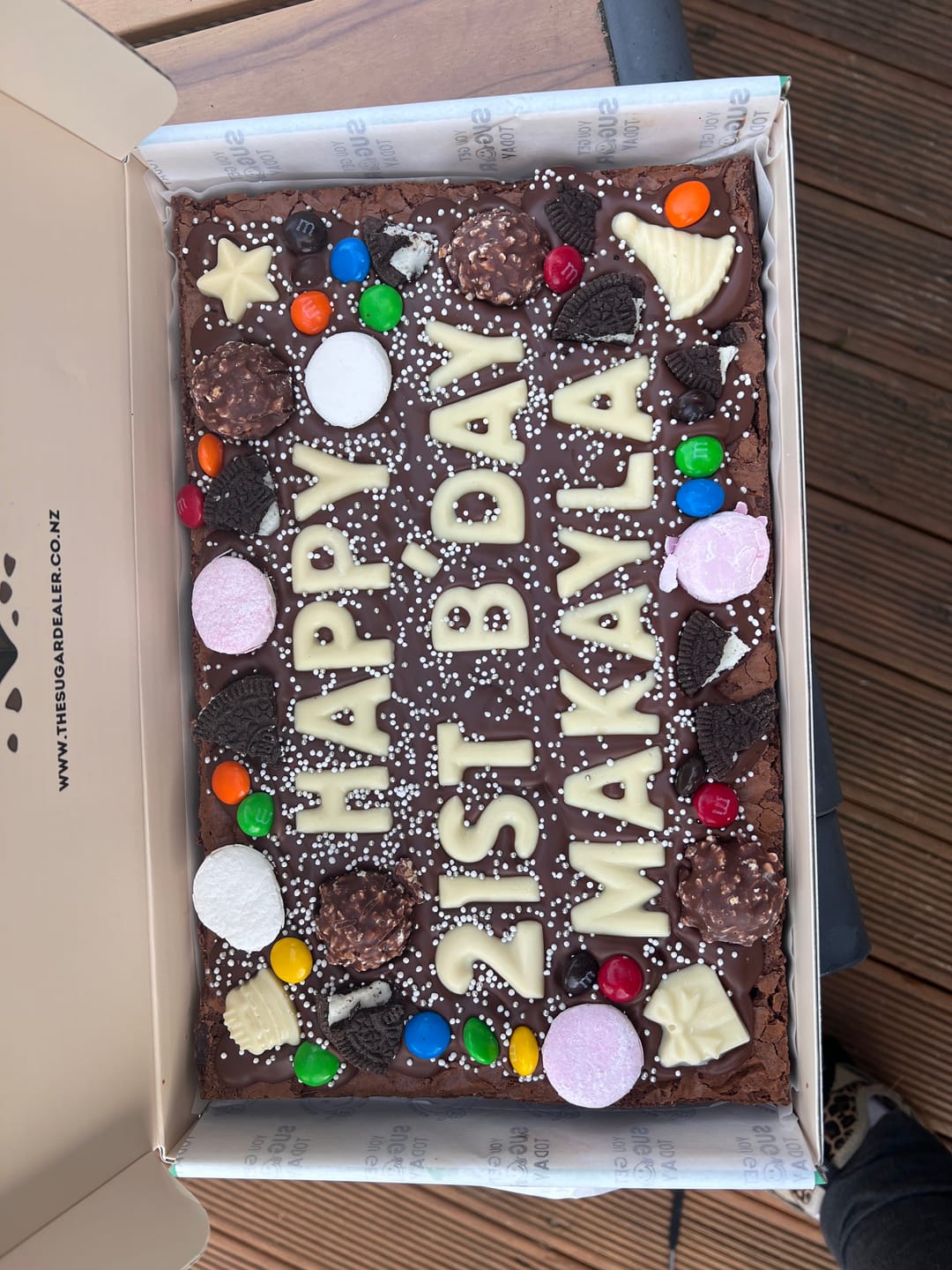 Customer photo review of Mega custom message birthday brownie