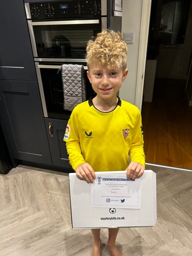 Customer photo review of Kids Mystery Football Shirt