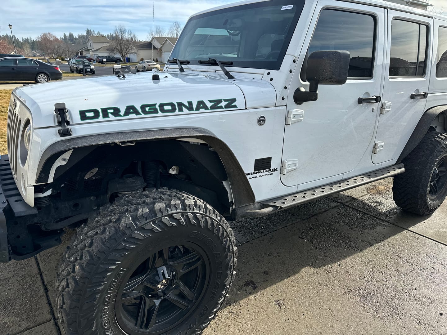 Customer photo review of Premium Black Flag Hood Lettering | Set of 2