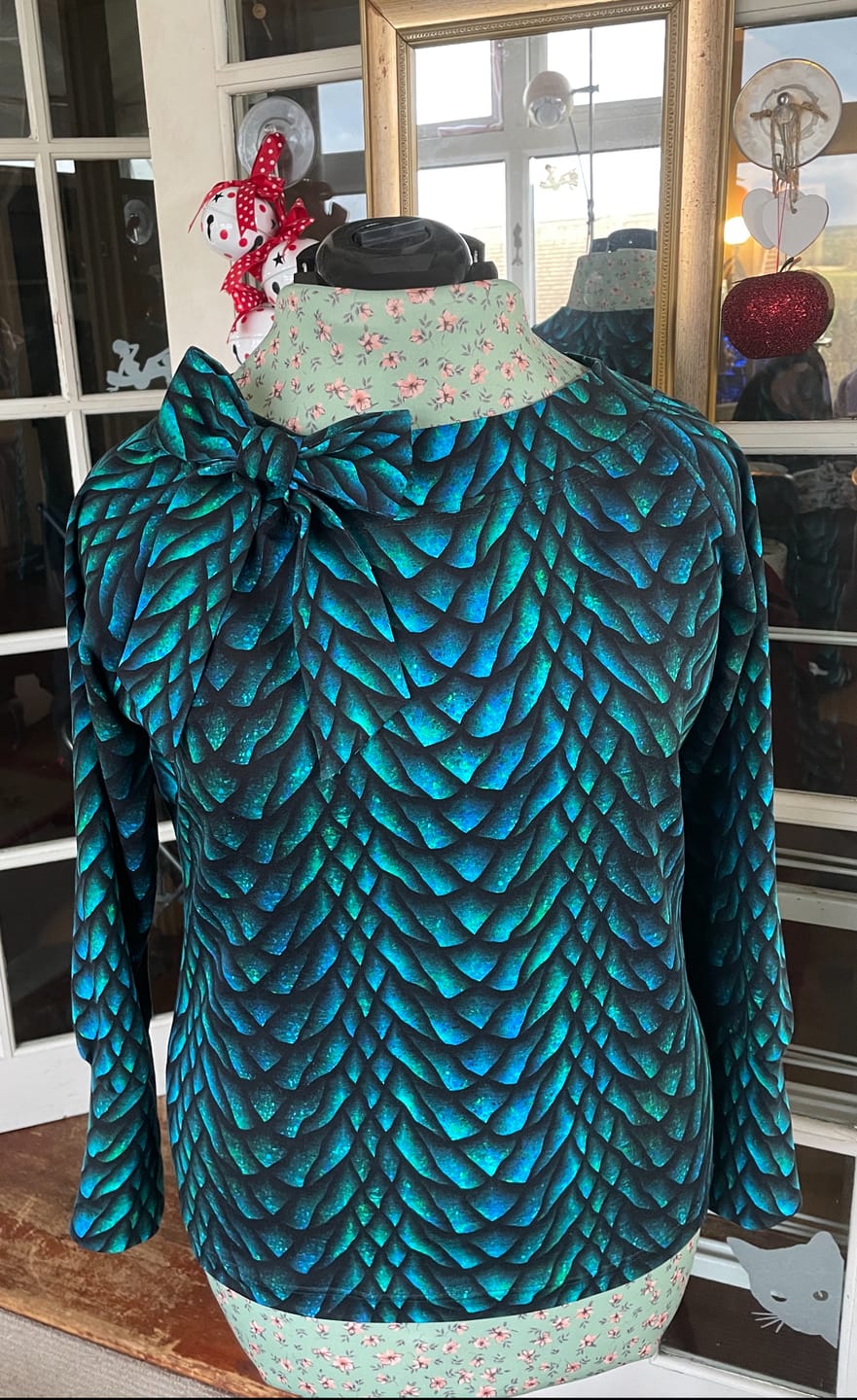 Customer photo review of Dragon Scales French Terry Fabric