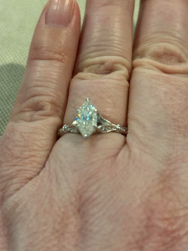 Customer photo review of Marquise Cut Moissanite Petals Split Shank Engagement Ring