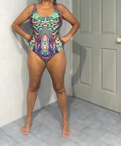 Customer photo review of Verona V Neck Plunge One Piece Swimsuit