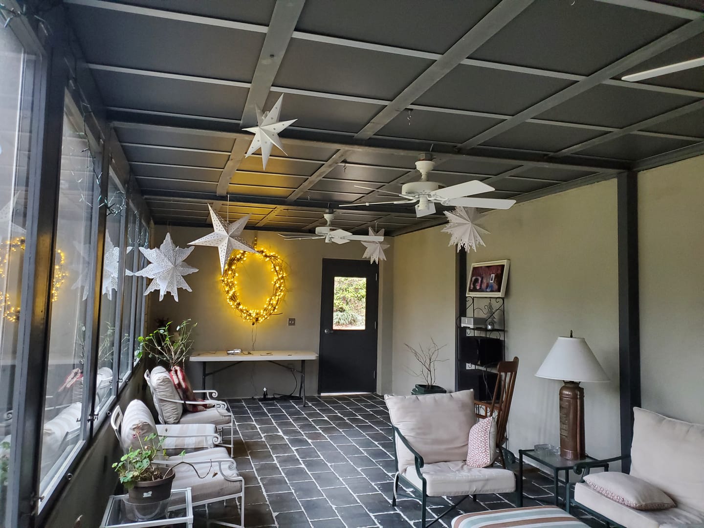 Customer photo review of 14" White 7-Point Weatherproof Star Lantern Lamp, Hanging Decoration