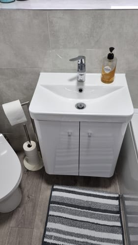 Customer photo review of Nuie Core 500mm Wall Hung 2-Door Vanity & Basin - Gloss White