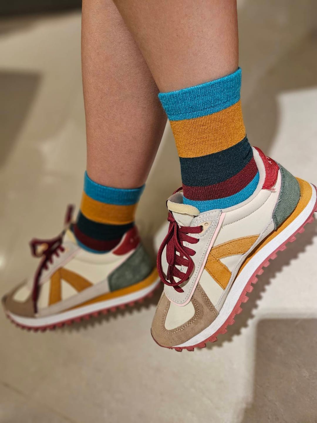 Customer photo review of Swans merino wool striped 美麗諾羊毛襪