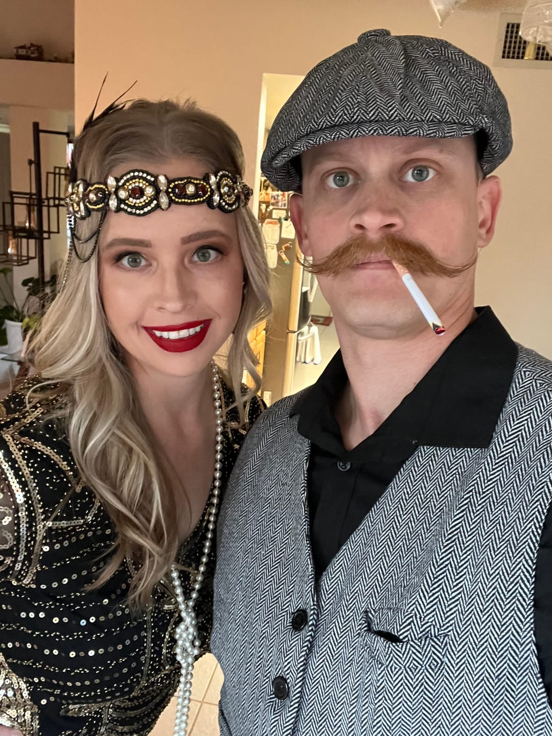 Customer photo review of 1920s Black & Gold Sequin Eva Gatsby Dress