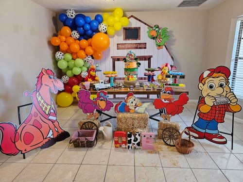 Customer photo review of 7x7ft Barn Backdrop Stand | Birthday Party Decoration Prop