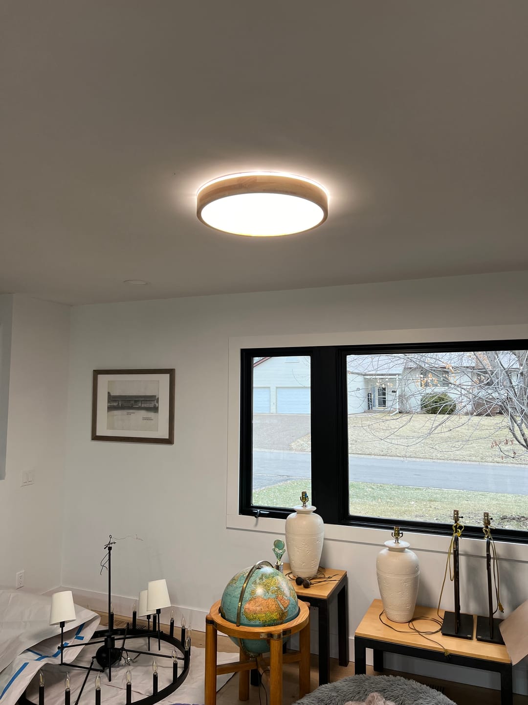 Customer photo review of Scandinavian Wooden Round LED Flush Mount