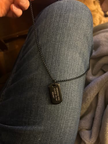 Customer photo review of Black & Gold Reversible Dog Tag