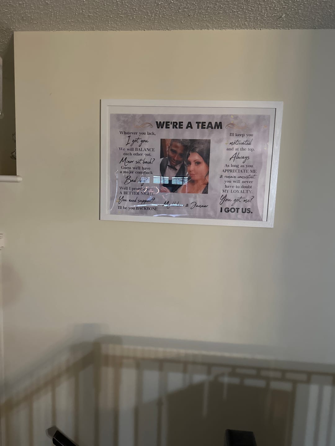 Customer photo review of We're A Team I Got Us Black African Couple - Personalized Wrapped Poster