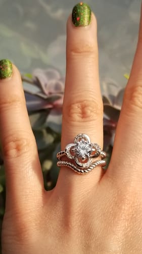 Customer photo review of Flower CZ Ring in Sterling Silver