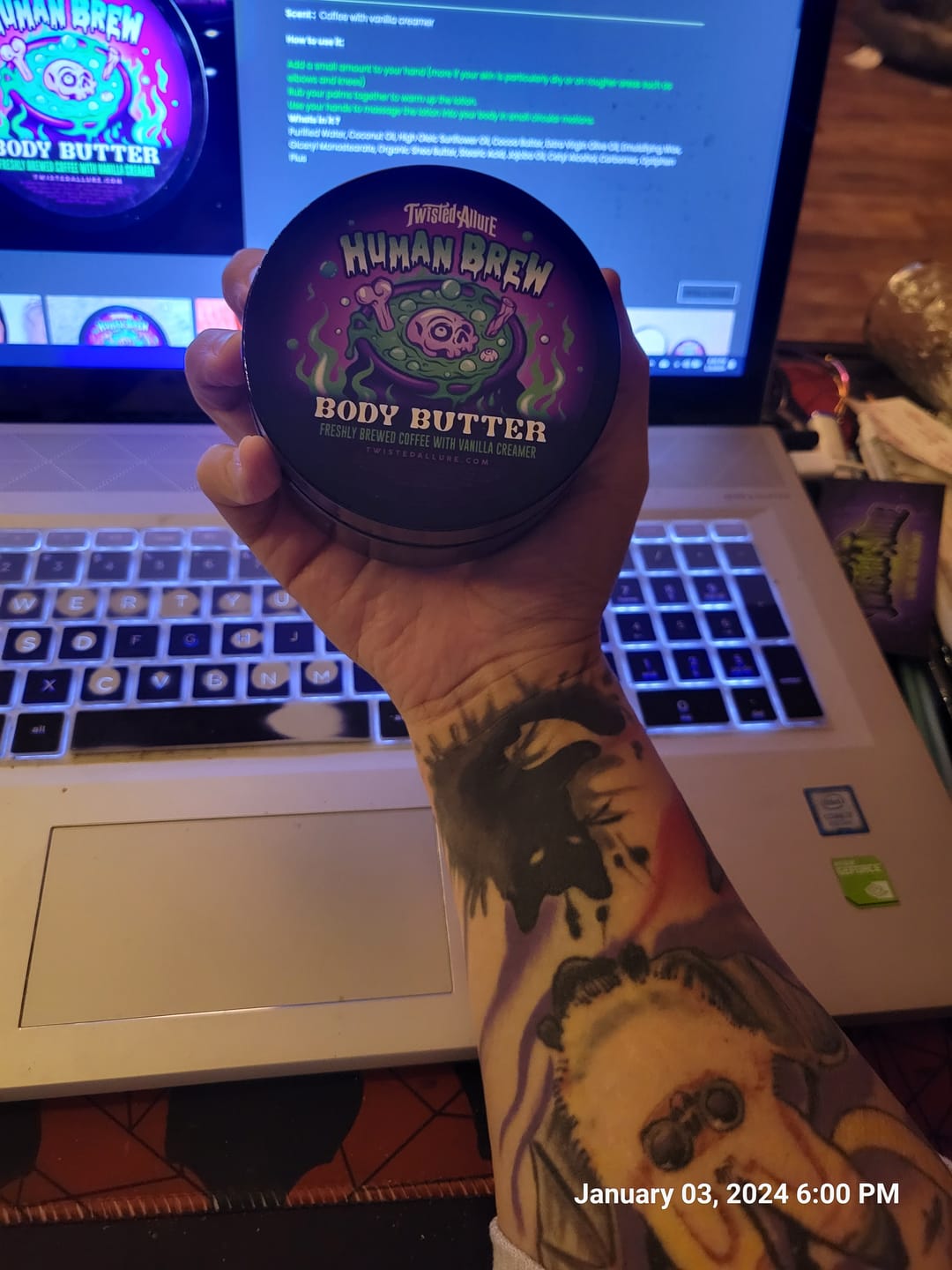 Customer photo review of Human Brew Body Butter
