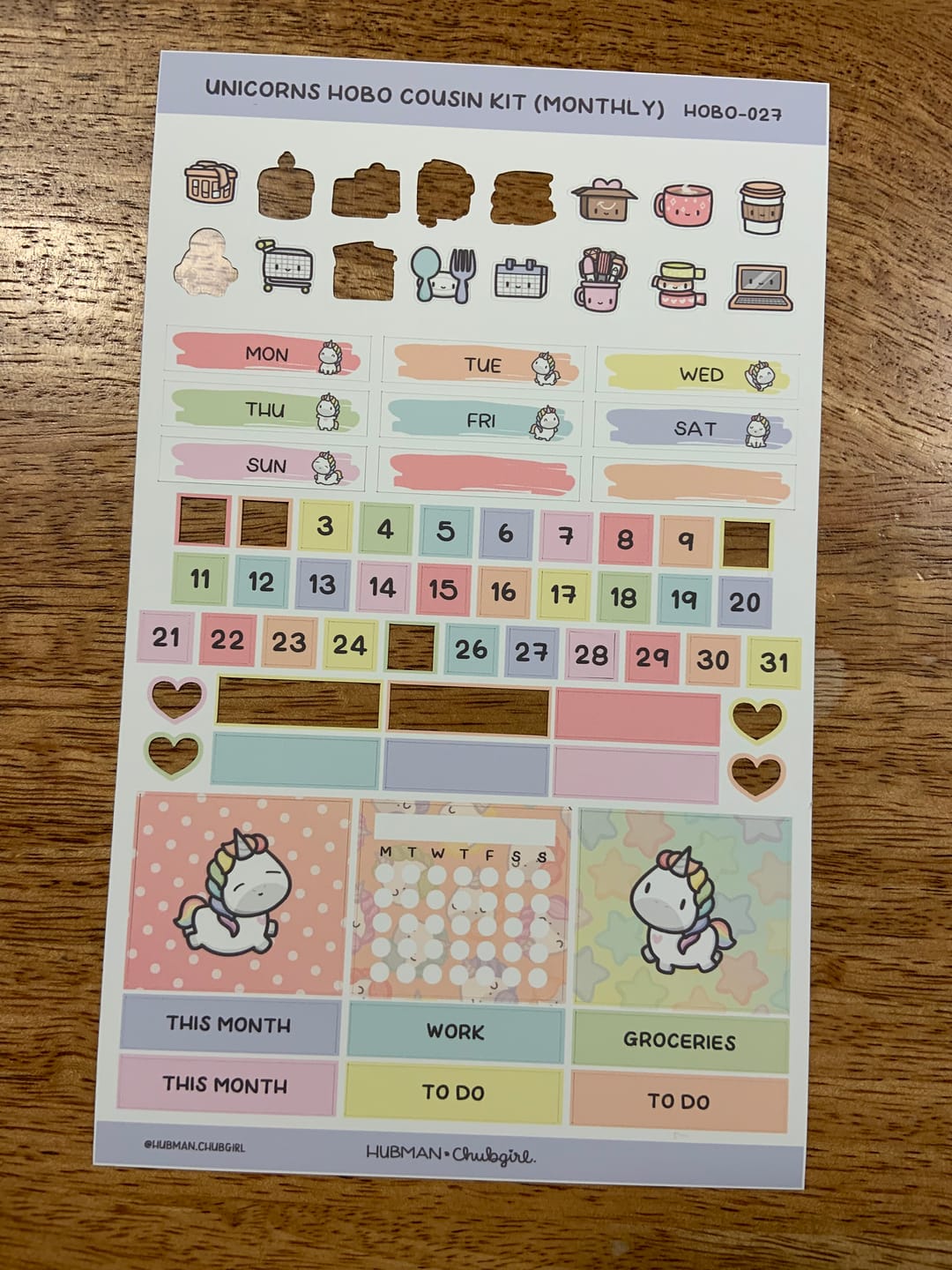Customer photo review of Rainbow Unicorns Theme Hobonichi Cousin Monthly Kit