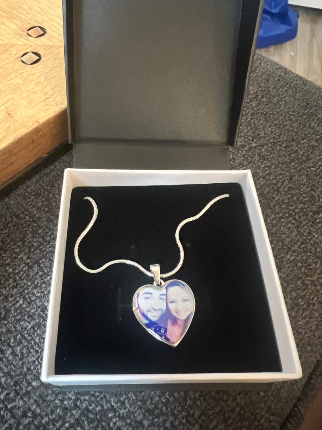Customer photo review of Photo Engraved Necklace Memorial Gift