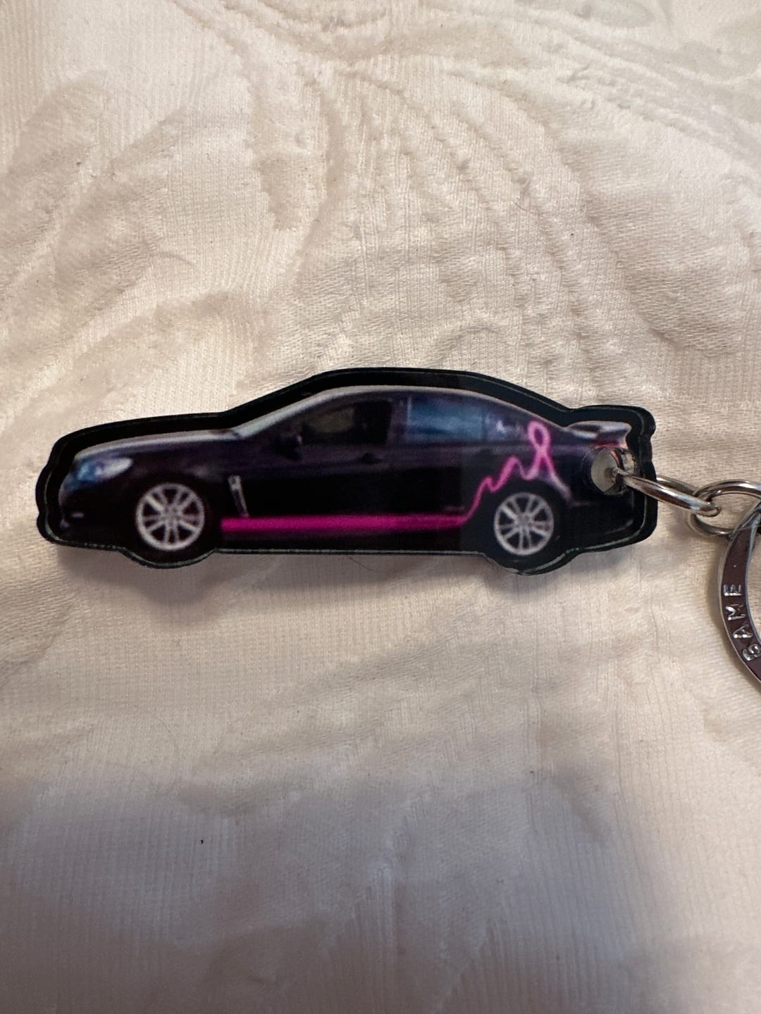 Customer photo review of PG Mini Custom Keychain