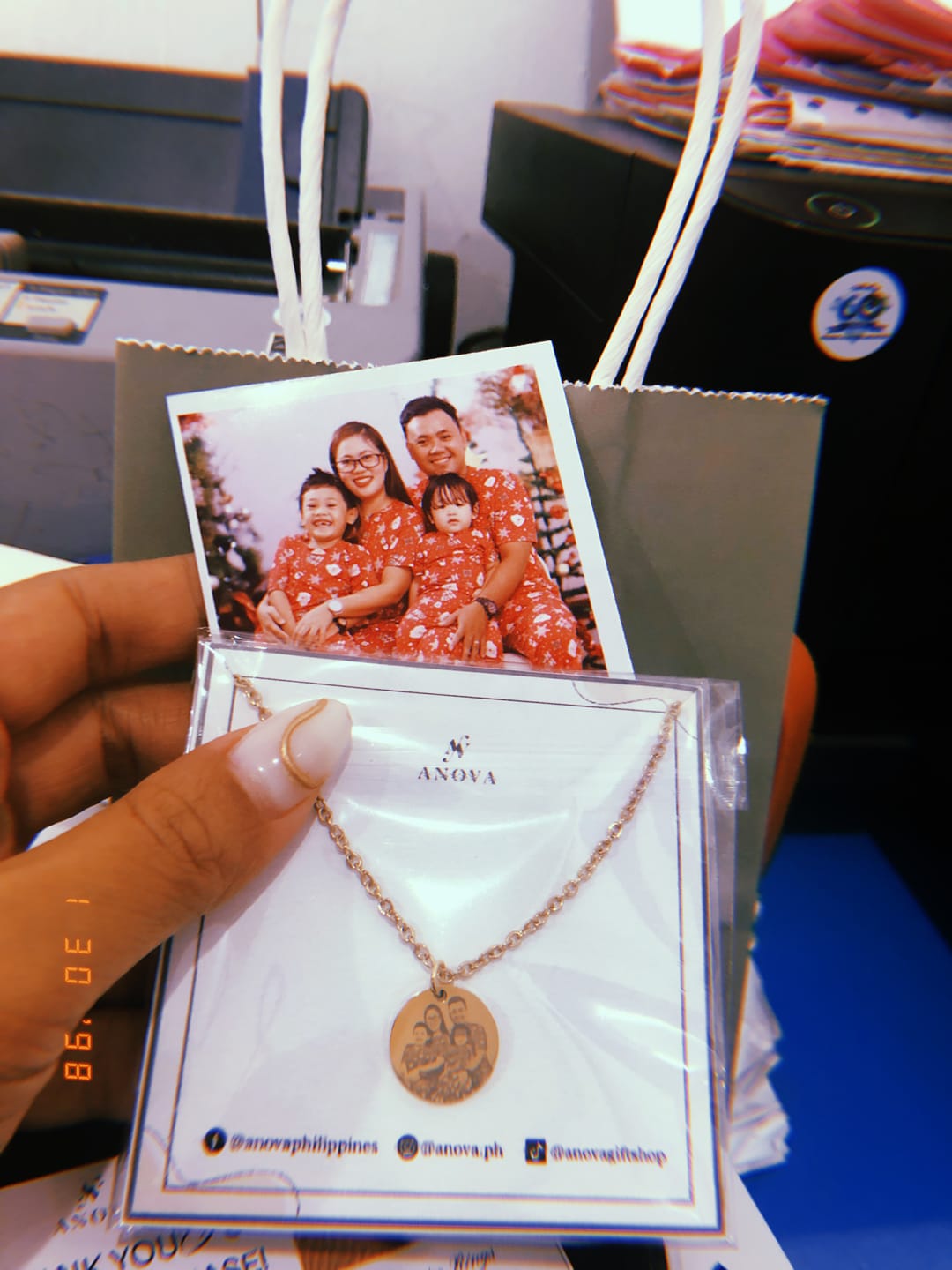 Customer photo review of Photo Engraved Portrait Necklace Gift