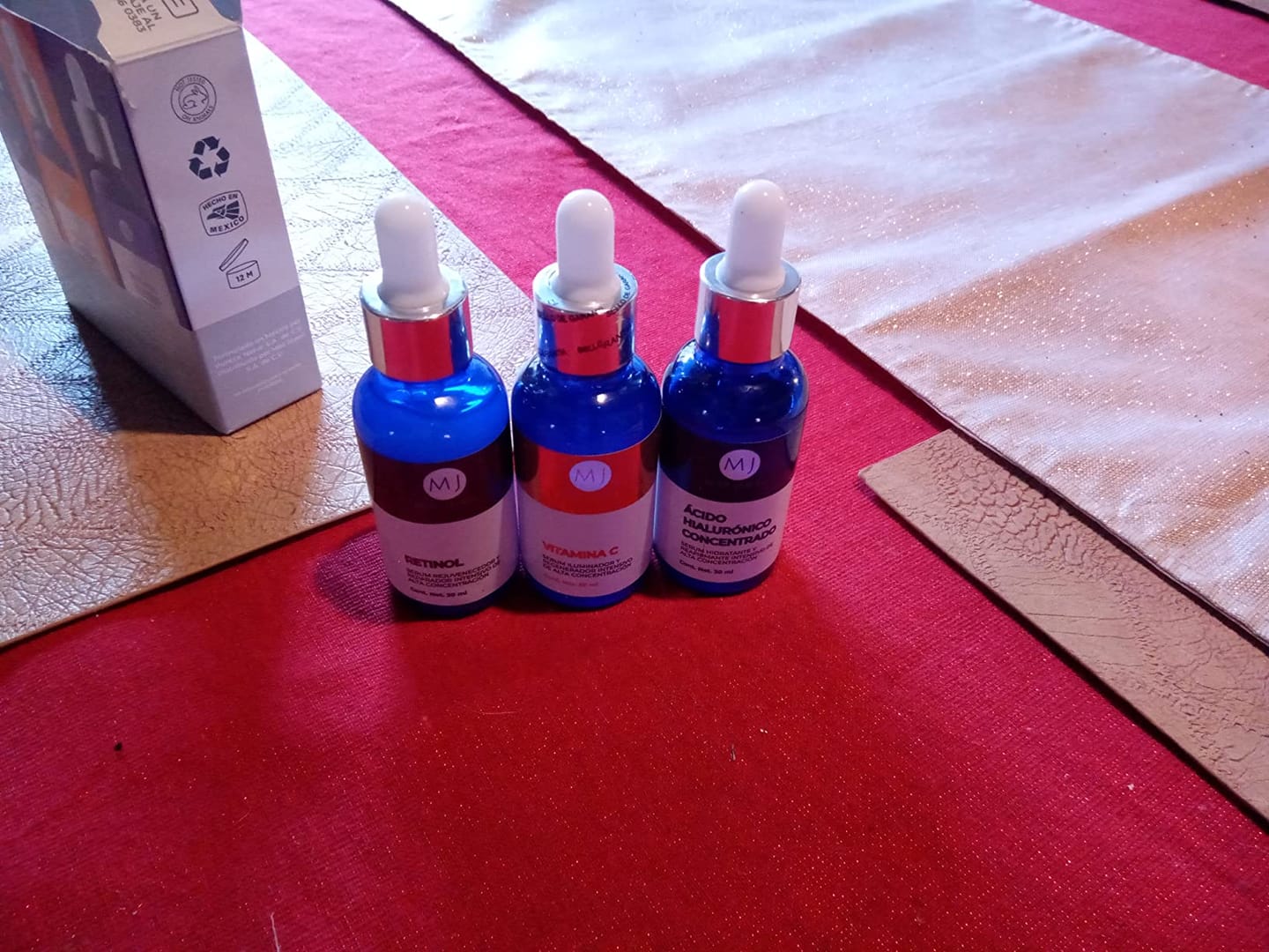 Customer photo review of Kit Facial Con 3 Serums Acido Hialurónico, Retinol, Vit C