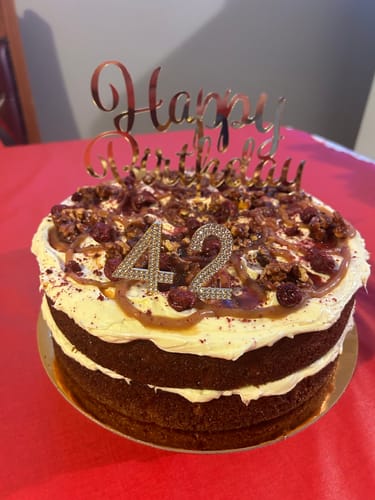 Customer photo review of Carrot Cake & Spiced Caramel Sauce Cake