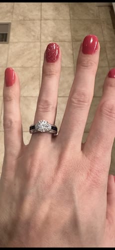 Customer photo review of Moissanite With Channel Set Sapphire Accents Engagement Ring