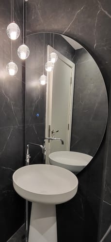 Customer photo review of Quinn Half Moon Backlit LED Wall Mirror (3 Size)