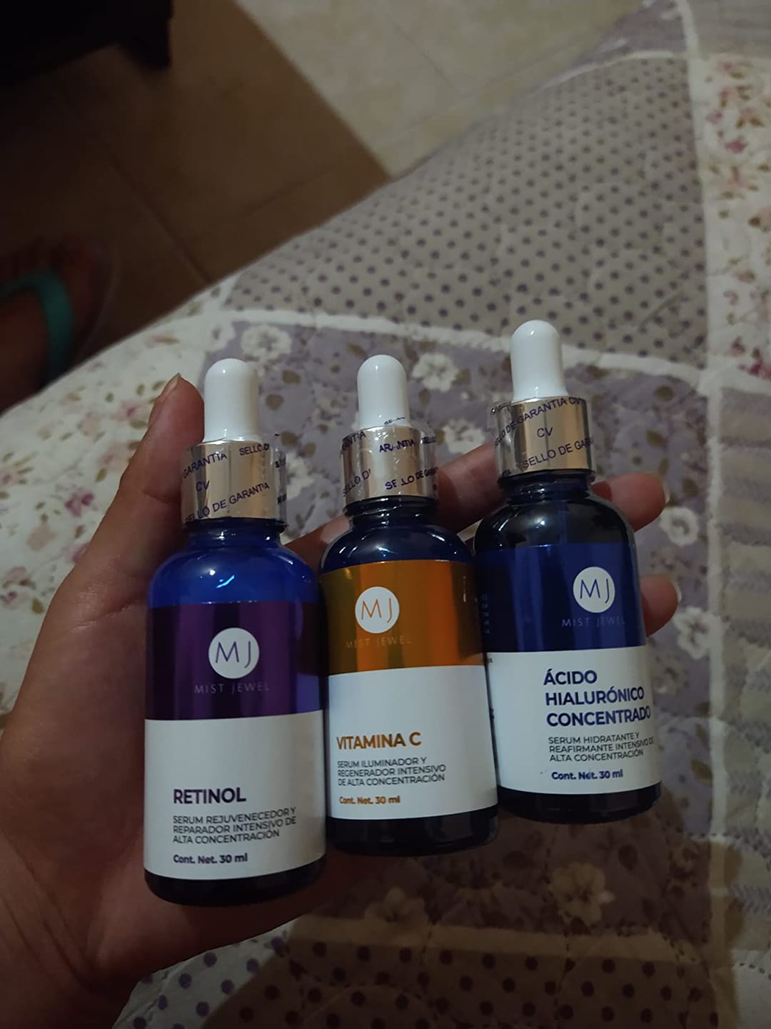 Customer photo review of Kit Facial Con 3 Serums Acido Hialurónico, Retinol, Vit C