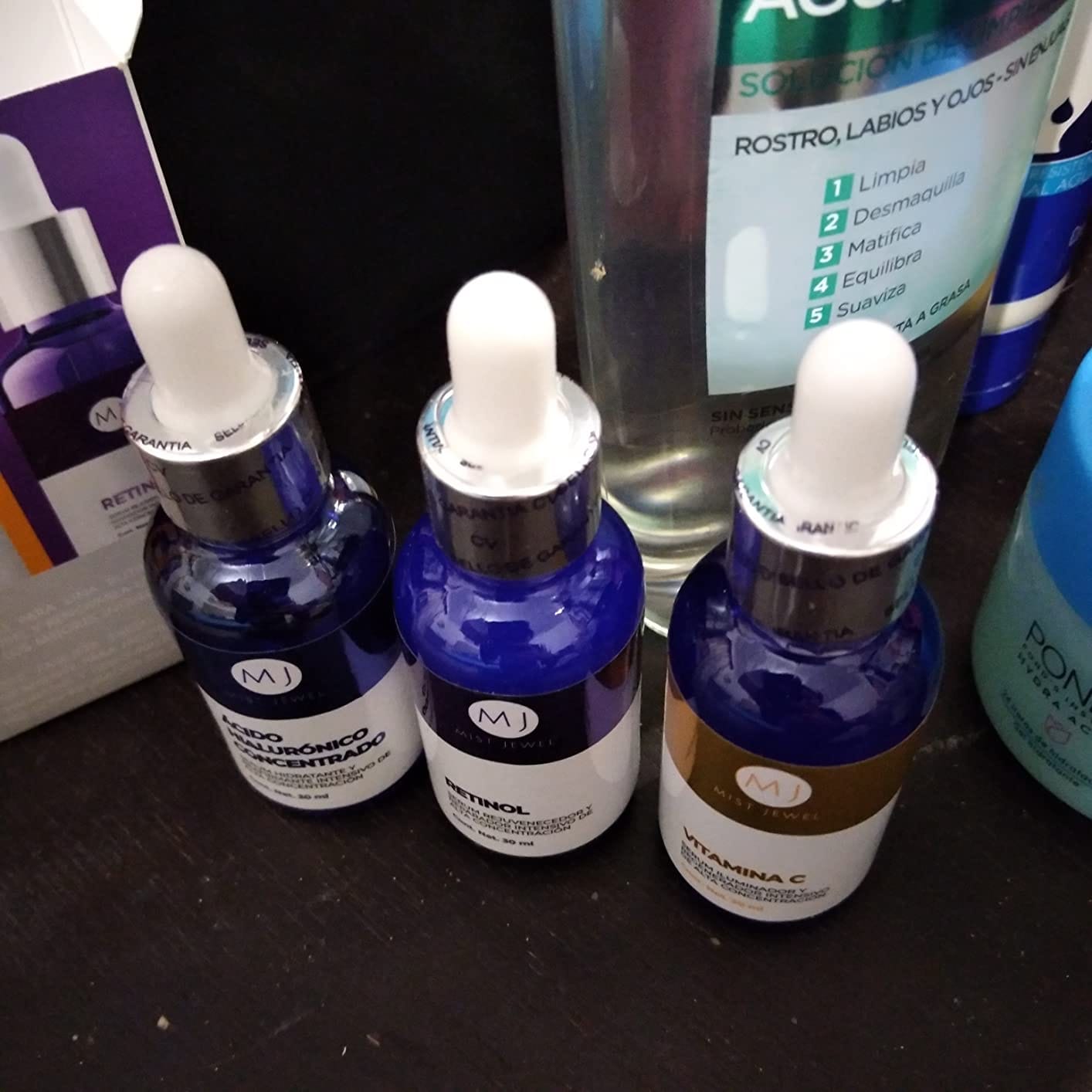 Customer photo review of Kit Facial Con 3 Serums Acido Hialurónico, Retinol, Vit C