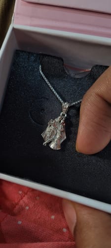 Customer photo review of Silver Radha-Krishna Pendant with Box Chain