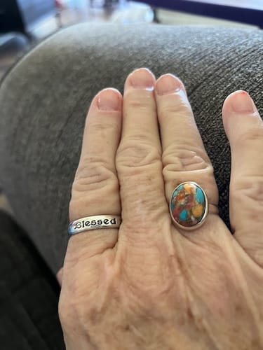 Customer photo review of Oyster Copper Turquoise Ring Sterling Silver