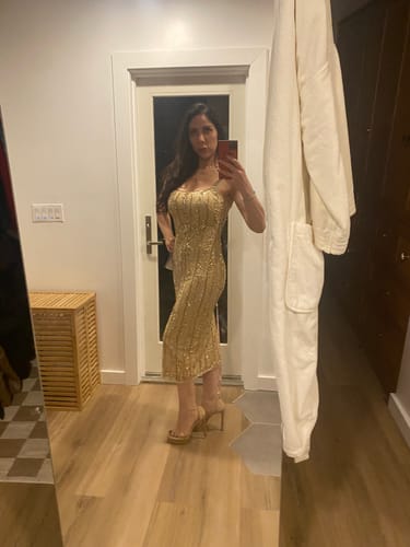 Customer photo review of Beaded Spaghetti Strap Midi Slip Dress