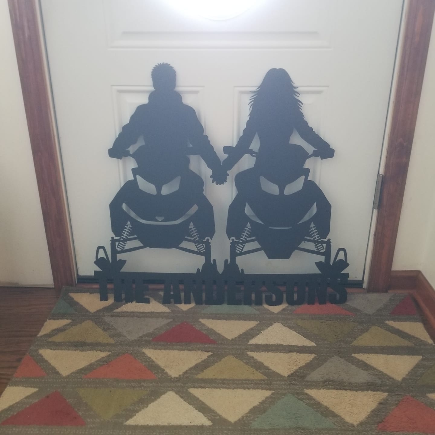 Customer photo review of Custom Couples Who Sled Metal Sign